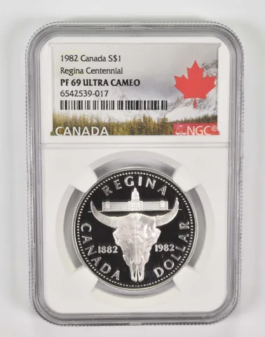 1982 Canada $1 Silver Dollar Regina Centennial PF69 UCam NGC Canada Lbl