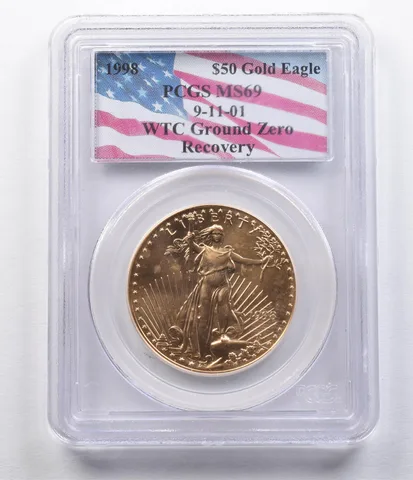 1998 $50 American Gold Eagle WTC Ground Zero Recovered MS69 PCGS *2060