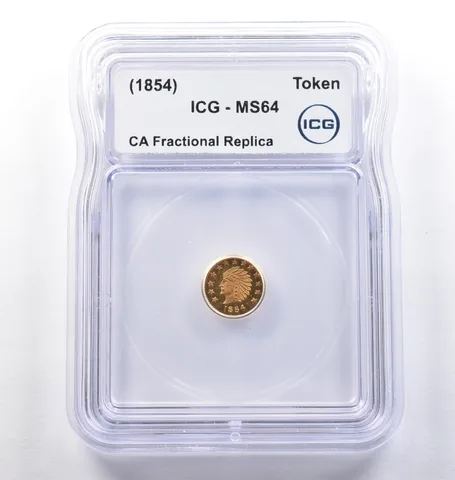 (1854) CA Fractional Gold Style Token Indian Head 1/2 Dollar MS64 ICG *3757