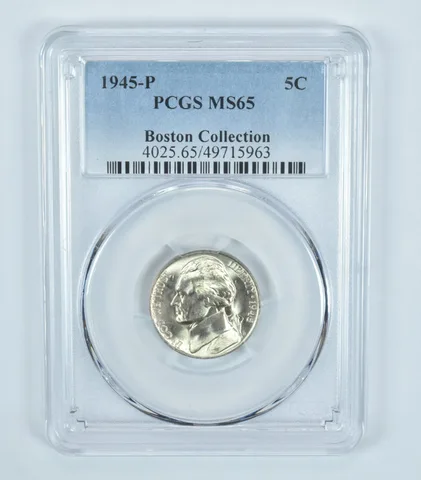 1945-P Jefferson Nickel Boston Collection MS65 PCGS Blue Label
