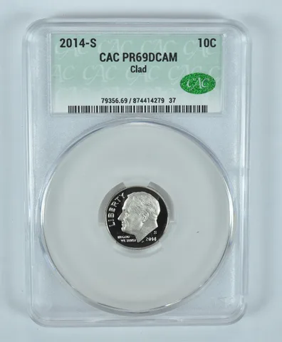 2014-S Roosevelt Dime CLAD PR69 DCAM CAC CACg