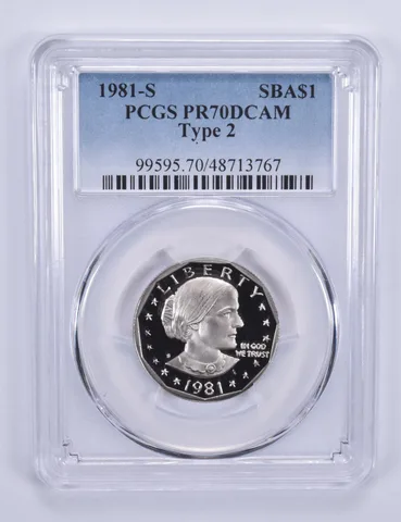 1981-S Susan B Anthony Dollar Type 2 PR70 DCAM PCGS Blue Label