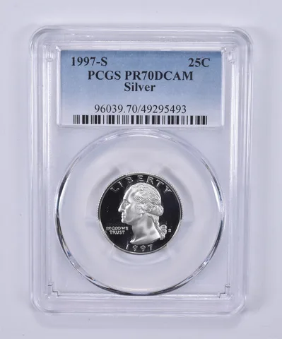 1997-S Washington Quarter Silver PR70 DCAM PCGS Blue Label