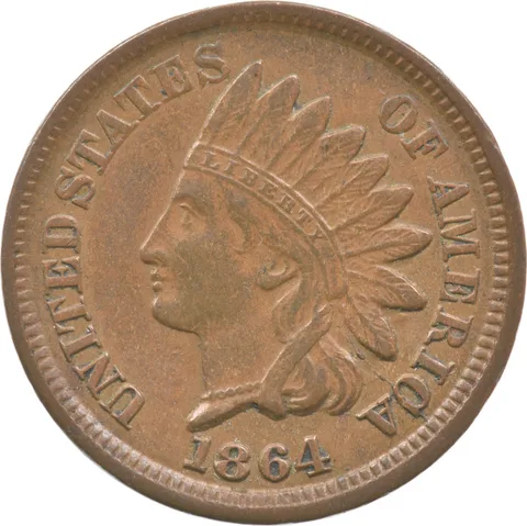 1864 Indian Head Cent Die Break Error *3674