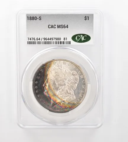 1880-S Morgan Silver Dollar MS64 CAC CACg Beautiful Tone *1006