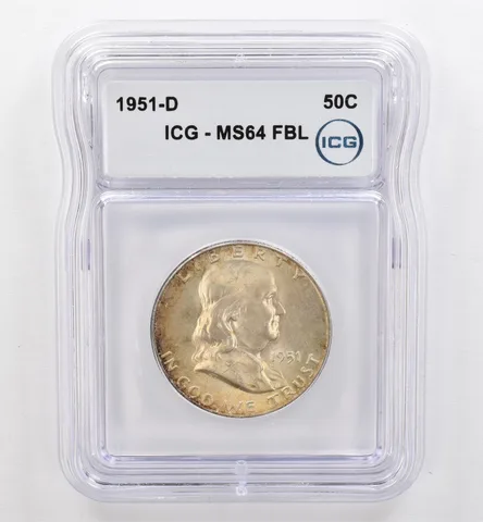 1951-D Franklin Half Dollar MS64 FBL ICG Beautiful Tone *9466
