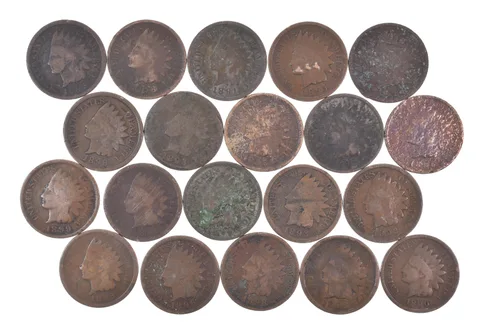 Lot 20 1800's 1890-1899 Indian Head Penny Cents US Coin Collection 2/5 Roll *520