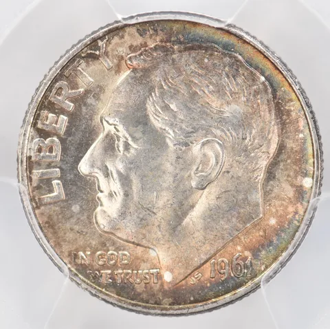 1961 Roosevelt Dime MS63 PCGS Beautiful Tone *0901
