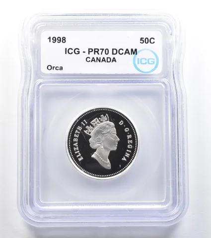 1998 Canada 50 Cents Orca PR70 DCAM ICG *7917