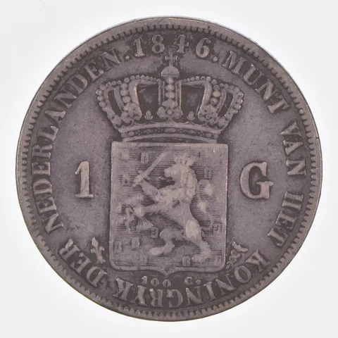 Better Date - 1846 Netherlands 1 Gulden World Coin- Silver *431