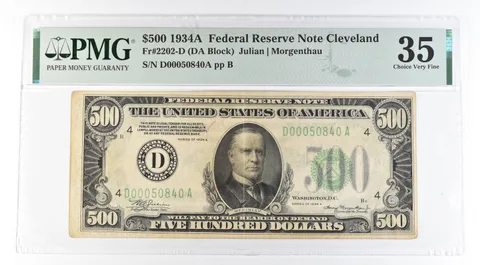 1934 A $500 Cleveland OH FRN Fr#2202-D Choice Very Fine 35 PMG *4872