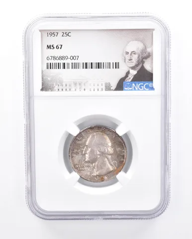 1957 Washington Quarter MS67 NGC Beautiful Tone *1277