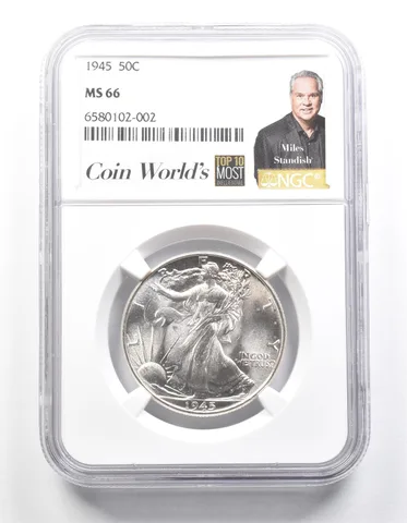 1945 Walking Liberty Half Dollar Miles Standish MS66 NGC *1436