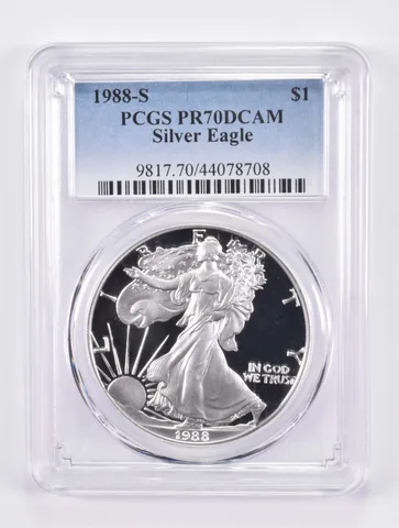 1988-S American Silver Eagle PR70 DCAM PCGS Blue Label