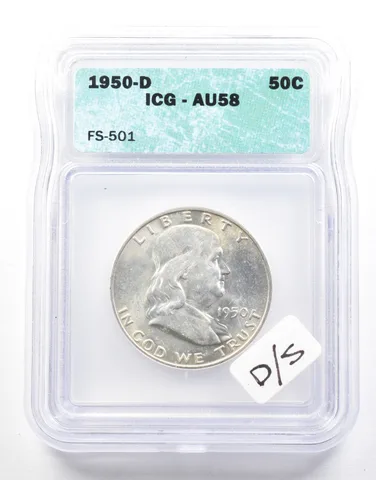 1950-D Franklin Half Dollar FS-501 AU58 ICG *2109