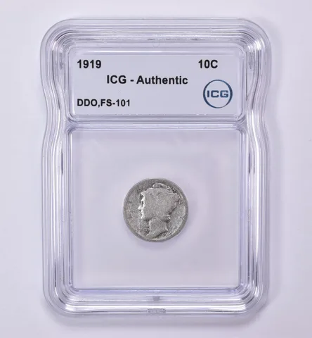 1919 Mercury Dime DDO FS-101 Authentic ICG *0501