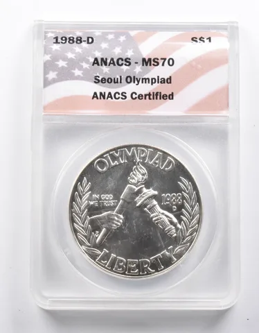 MS70 1988-D Seoul Olympiad Commemorative Silver Dollar ANACS *1004