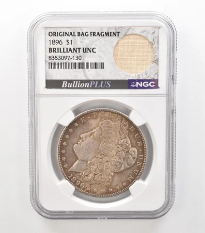 1896 Morgan Silver Dollar Original Bag Fragment BU NGC Beautiful Tone a3624
