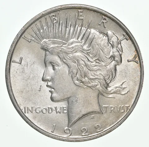 (1) BU 1922-D Peace Silver Dollar $1 Unc MS 90% - Denver Mint