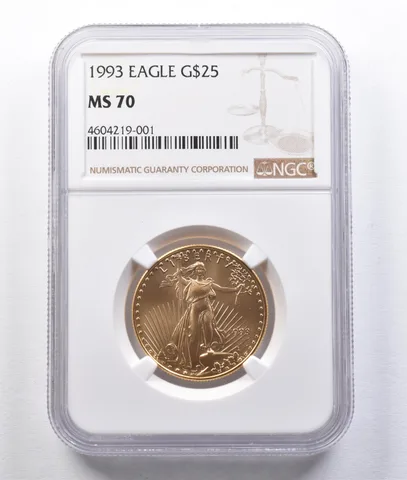 1993 $25 American Gold Eagle 1/2 Oz Gold MS70 NGC *2940