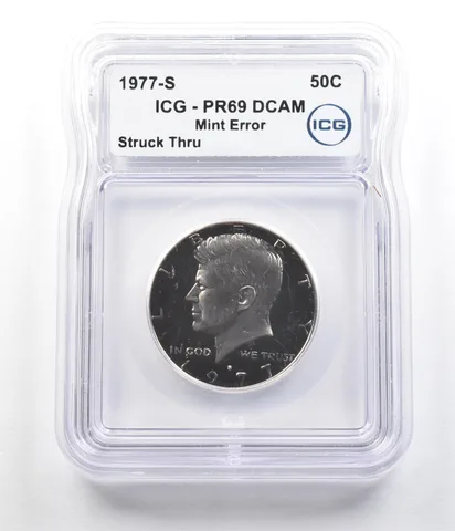 1977-S Kennedy Half Dollar Mint Error Struck Thru PR69 DCAM ICG *7378