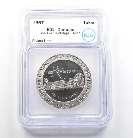 1967 Casino Token Riviera Hotel Dollar Specimen Prototype Genuine ICG *0556