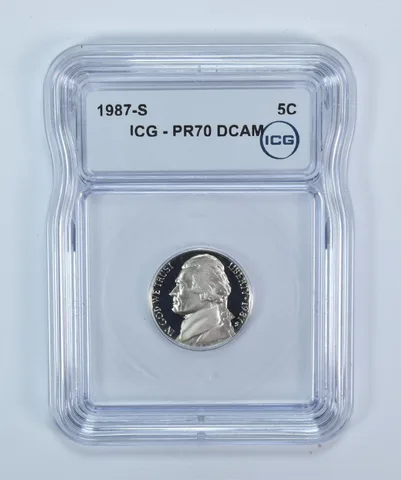 1987-S Jefferson Nickel PR70 DCAM ICG