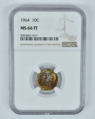 MS66 FT 1964 Roosevelt Dime - Graded NGC Great Tone a8013