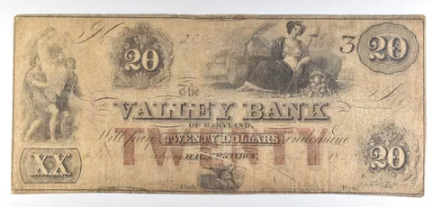 1855 $20 Hagerstown MD Valley Bank Obsolete Note *8515