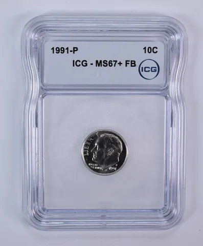 1991-P Roosevelt Dime MS67+ FB ICG