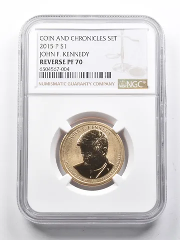 Reverse PF70 2015-P John F. Kennedy Presidential $1 Coins & Chronicles NGC a1412