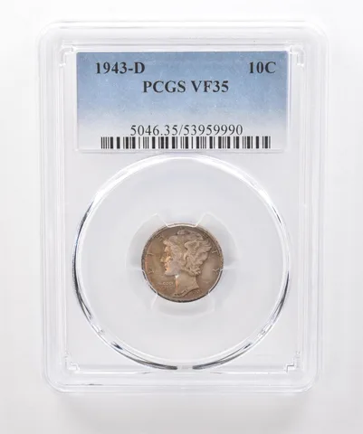 1943-D Mercury Dime VF35 PCGS Beautiful Tone *1833