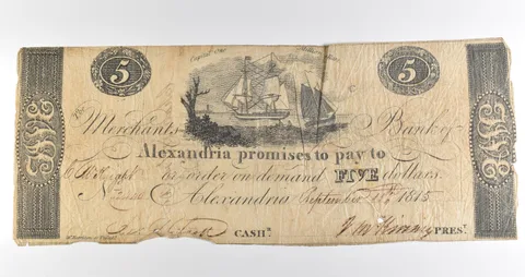 1815 $5 Alexandria VA Merchants Bank Obsolete Note *3905