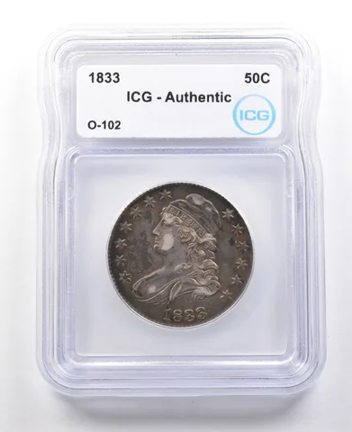 1833 Capped Bust Half Dollar O-102 Authentic ICG *3011
