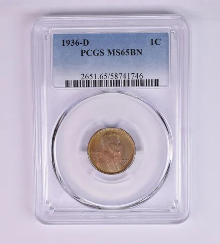 1936-D Lincoln Wheat Cent MS65 BN PCGS Beautiful Tone a1245