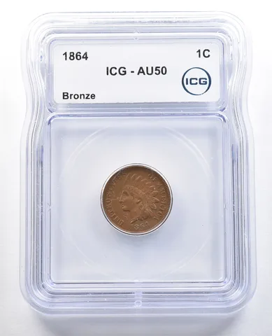 1864 Indian Head Cent Bronze AU50 ICG *4675