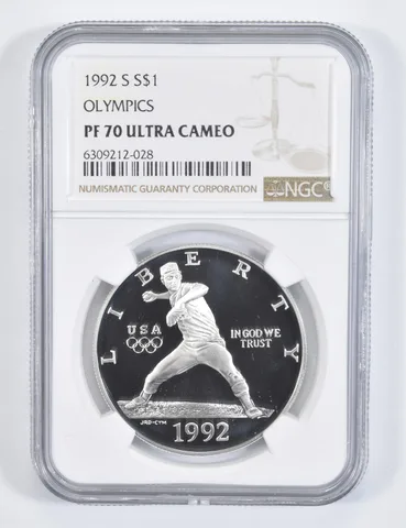 1992-S Olympic Baseball Commemorative Silver Dollar PF70 UCAM NGC