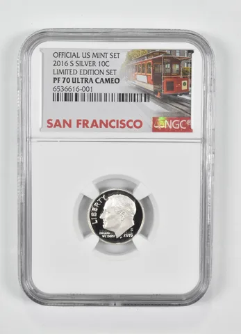 2016-S Roosevelt Dime Silver PF70 UCAM NGC San Fran Lbl Limited Ed.