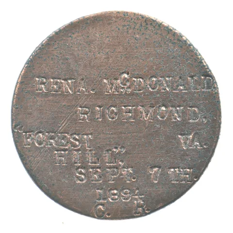 ND Large Cent 1894 Rena McDonald Richmond VA Forest Hills *6553