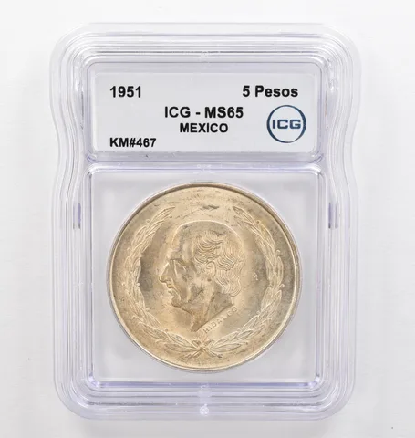 1951 Mo Mexico 5 Pesos KM#465 MS67 ICG Beautiful Tone *0279