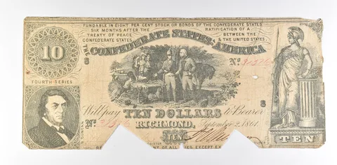 1861 $10 Confederate States Of America T-30 Large Note *8569