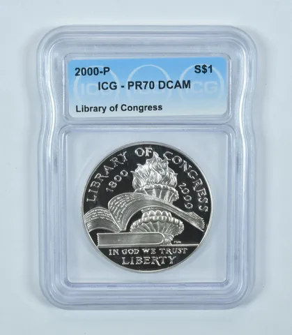 2000-P Library Of Congress Commemorative Silver Dollar PR70 DCAM ICG