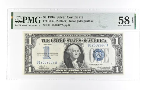 1934 $1 Silver Certificate Fr#1606 Choice About Unc 58 EPQ PMG *6983