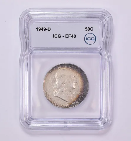 1949-D Franklin Half Dollar EF40 ICG Beautiful Tone *0448