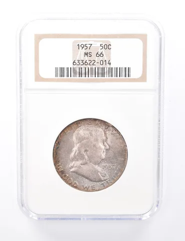 MS66 1957 Franklin Half Dollar - TONED - Graded NGC a7804