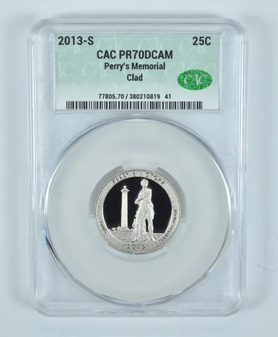 2013-S Washington Quarter Perry's Memorial CLAD ATB PR70 DCAM CAC CACg
