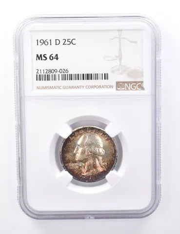 MS64 1961-D Washington Quarter - Graded NGC Toned a4267