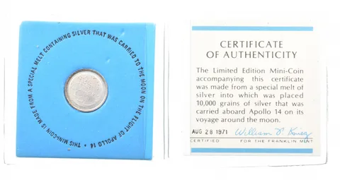 1971 Apollo 14 Moon Silver Mini Coin W/ CoA a5289