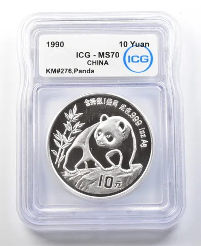 1990 China 10 Yuan Silver Panda MS70 ICG *0176