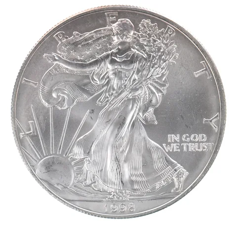 Beautiful Toned - 1998 American Silver Eagle 1 Troy Oz .999 Fine Silver *046